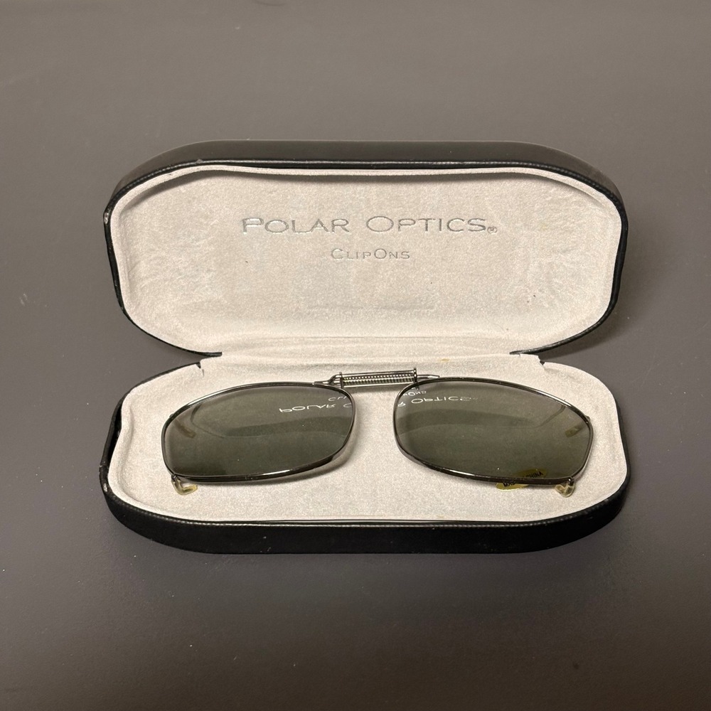 Polar Optics ClipOn Sunglasses‎ Unisex OS Black Excellent Polarized 2 Pairs Case
